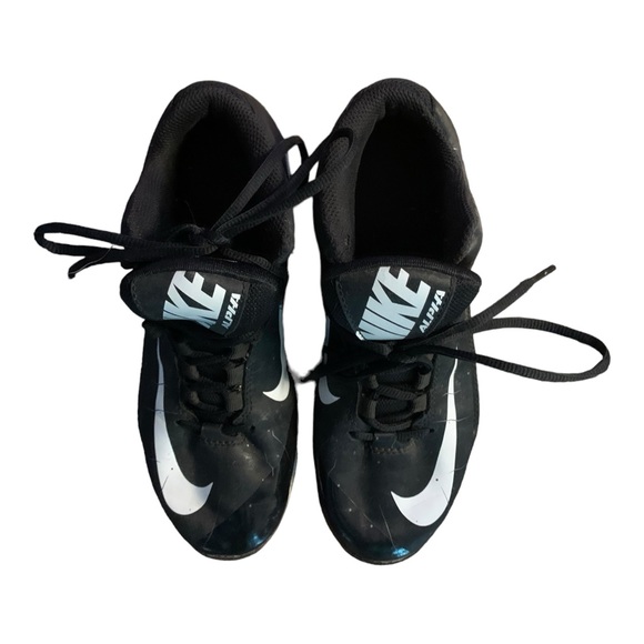 Boys Nike Alpha Fast Flex Mid Shoes football cleats athletic 6 Youth Black White - Picture 7 of 11